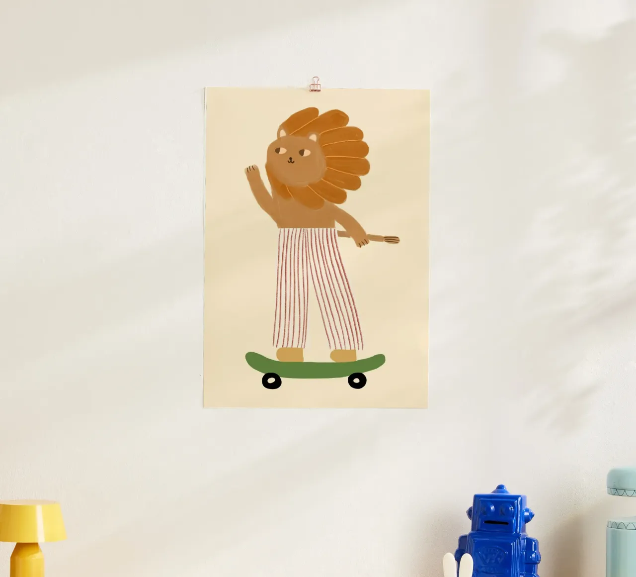 Skateboarding Lion Striped Pants Art poster da vintagepod