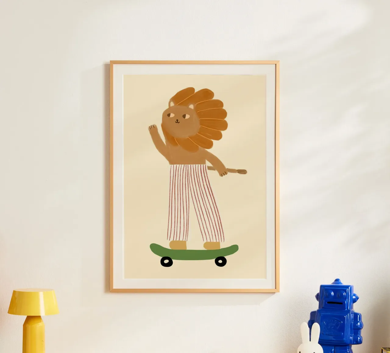 Skateboarding Lion Striped Pants Art poster da vintagepod