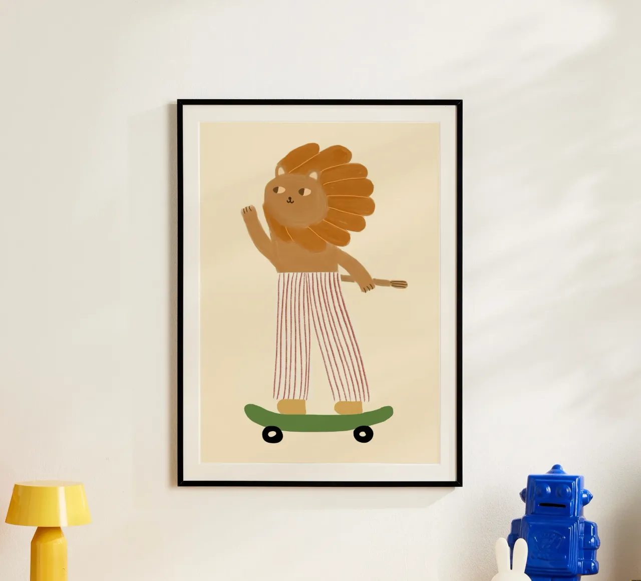 Skateboarding Lion Striped Pants Art poster da vintagepod