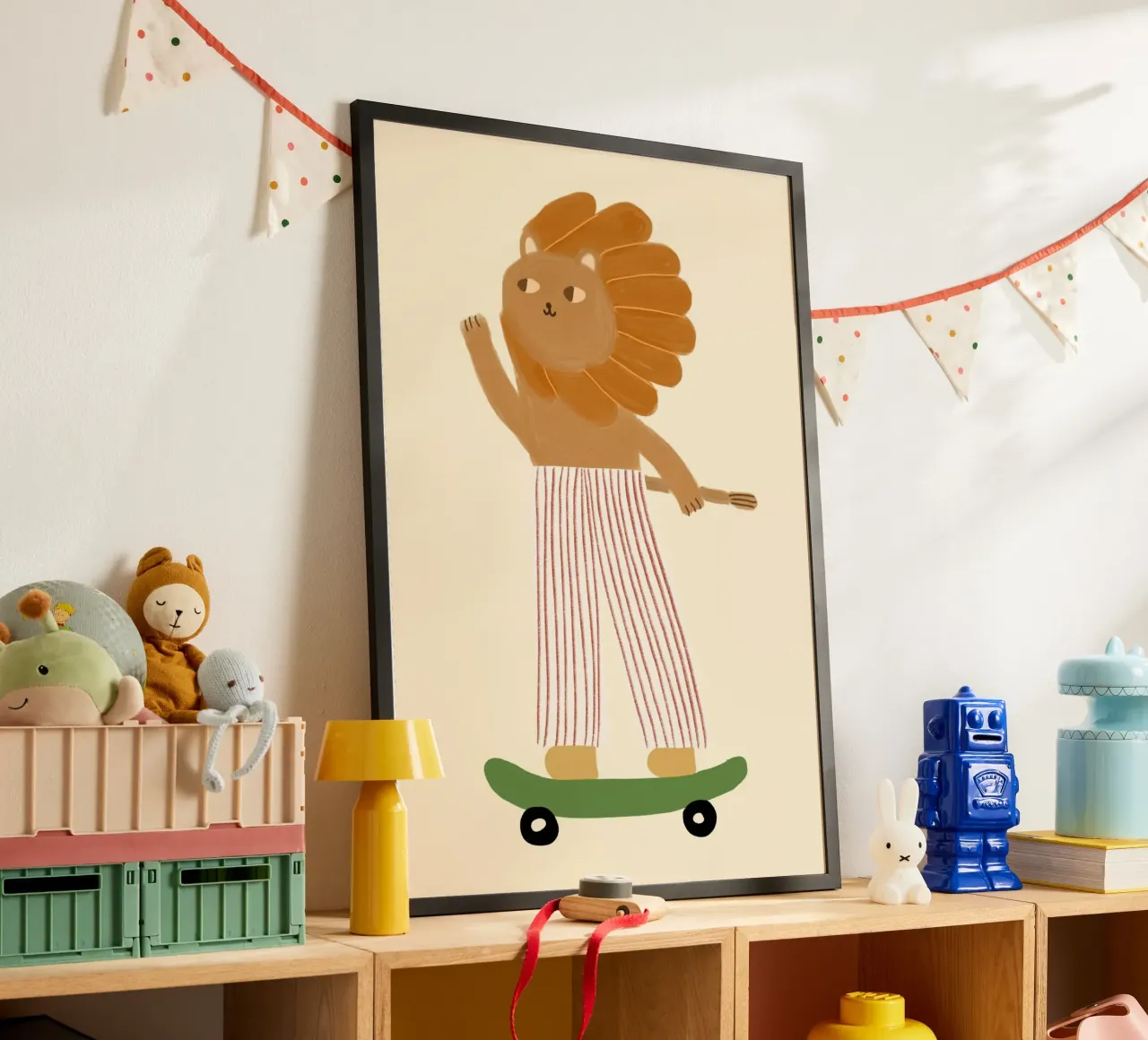 Skateboarding Lion Striped Pants Art poster da vintagepod