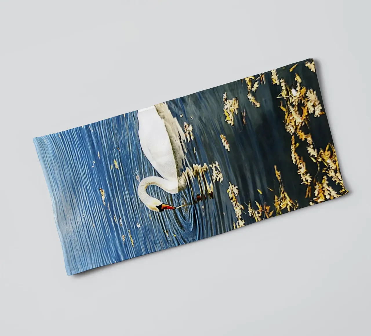 Swan on Tranquil Lake with Ripples – Nature Photo Print towel by jay