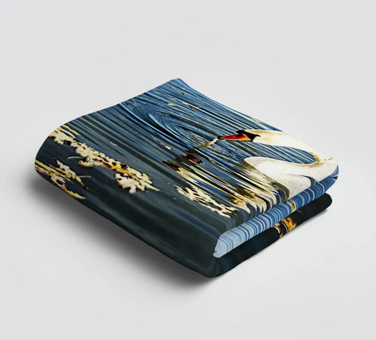 Swan on Tranquil Lake with Ripples – Nature Photo Print towel by jay