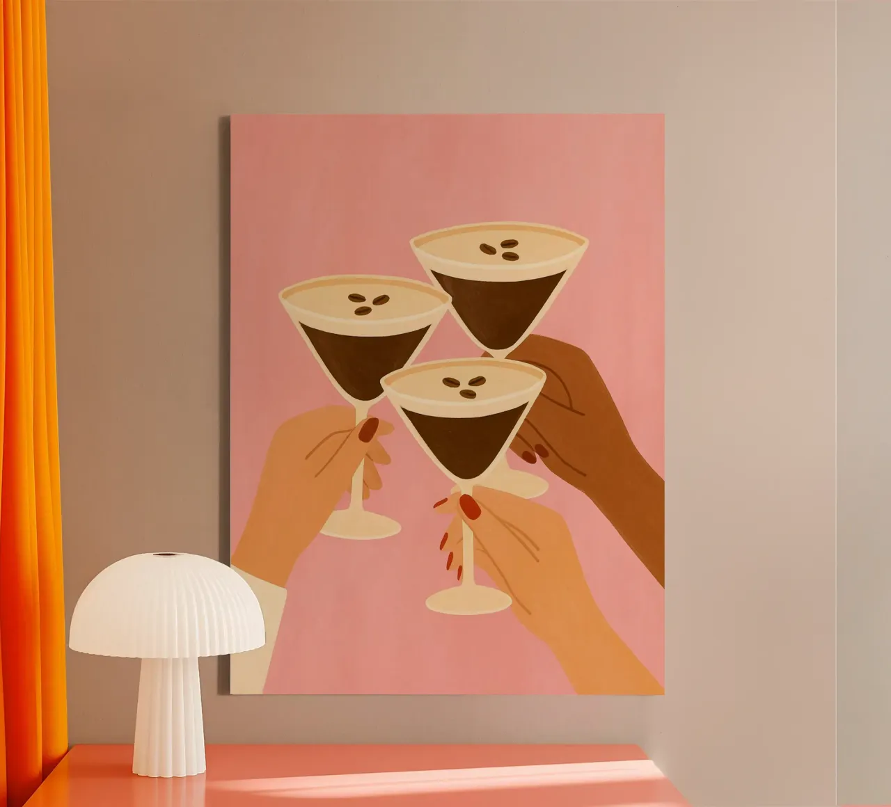 ESPRESSO MARTINI, Cocktail Art, Femminilità Minimalista tela con Cornice a cassetta da PurePeachStudio