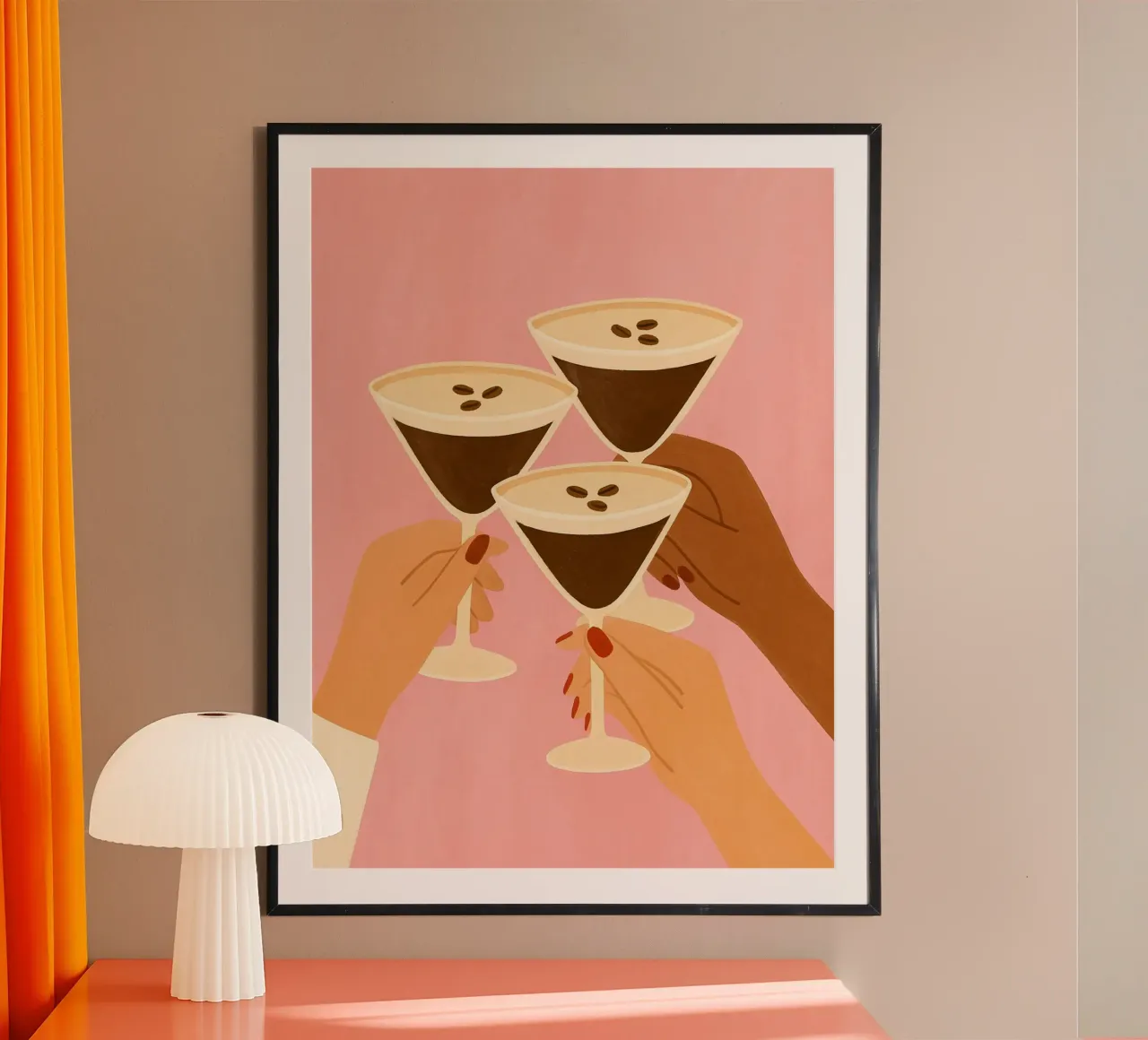 ESPRESSO MARTINI, Cocktail Art, Femminilità Minimalista poster da PurePeachStudio