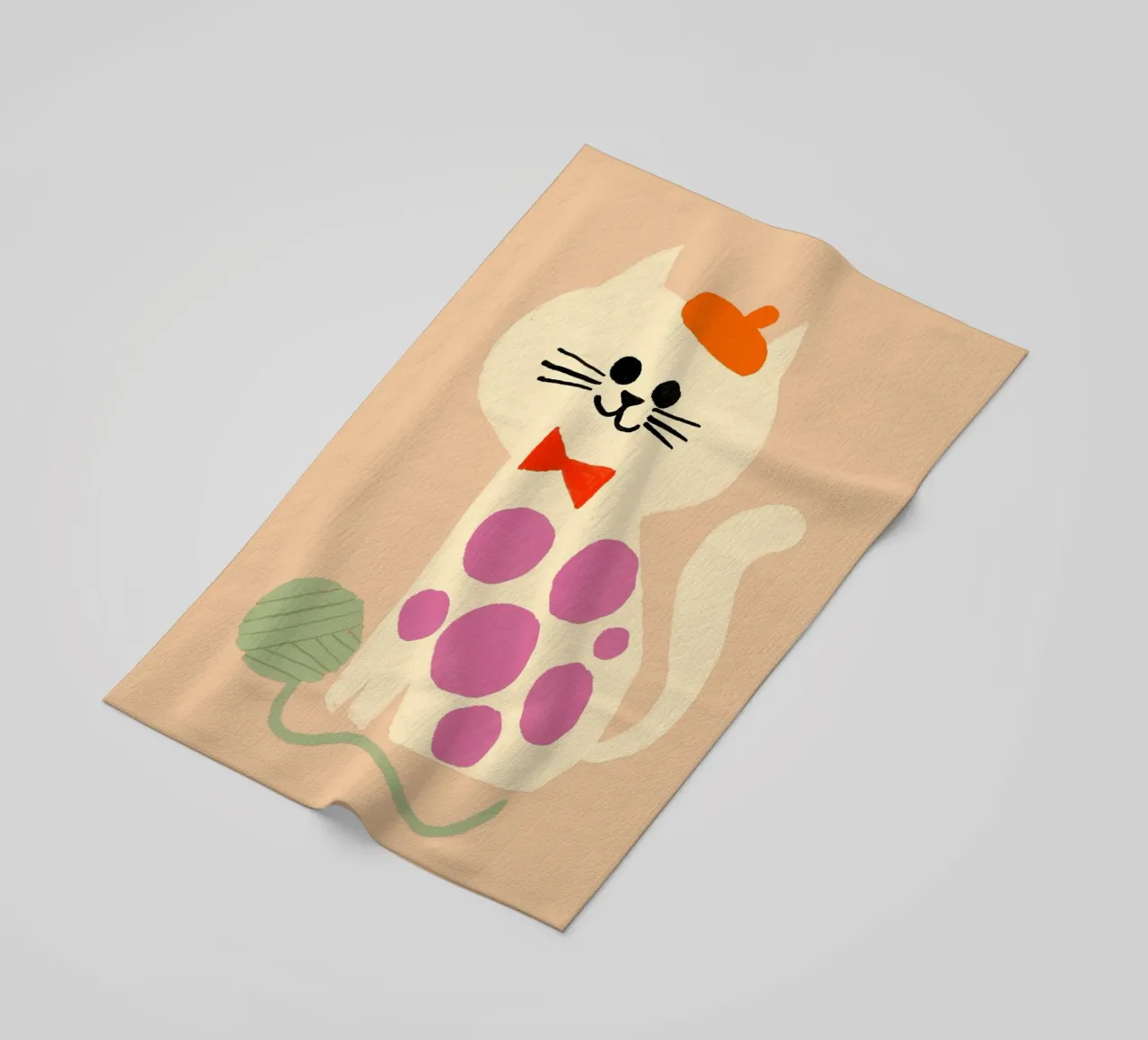 Simpatico gatto francese con berretto e papillon telo mare da vintagepod