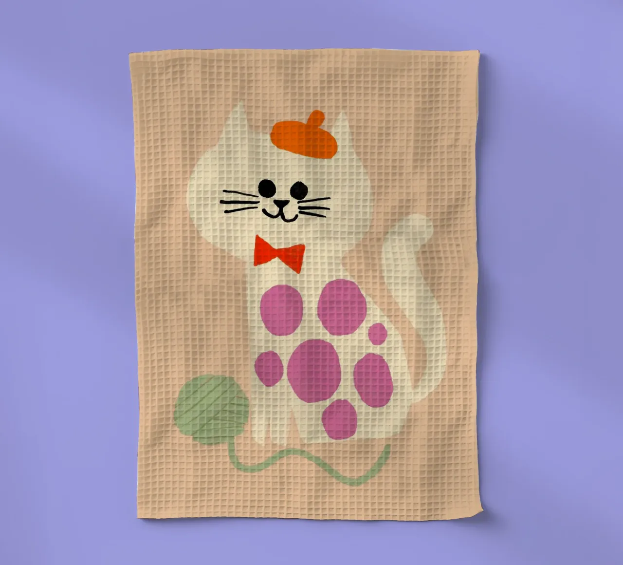Simpatico gatto francese con berretto e papillon canovaccio da cucina da vintagepod