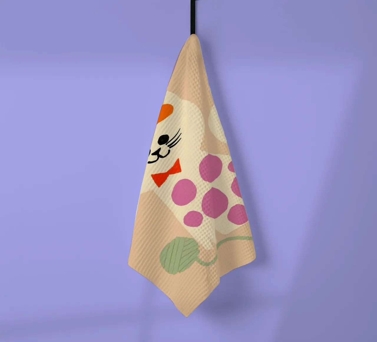 Simpatico gatto francese con berretto e papillon canovaccio da cucina da vintagepod