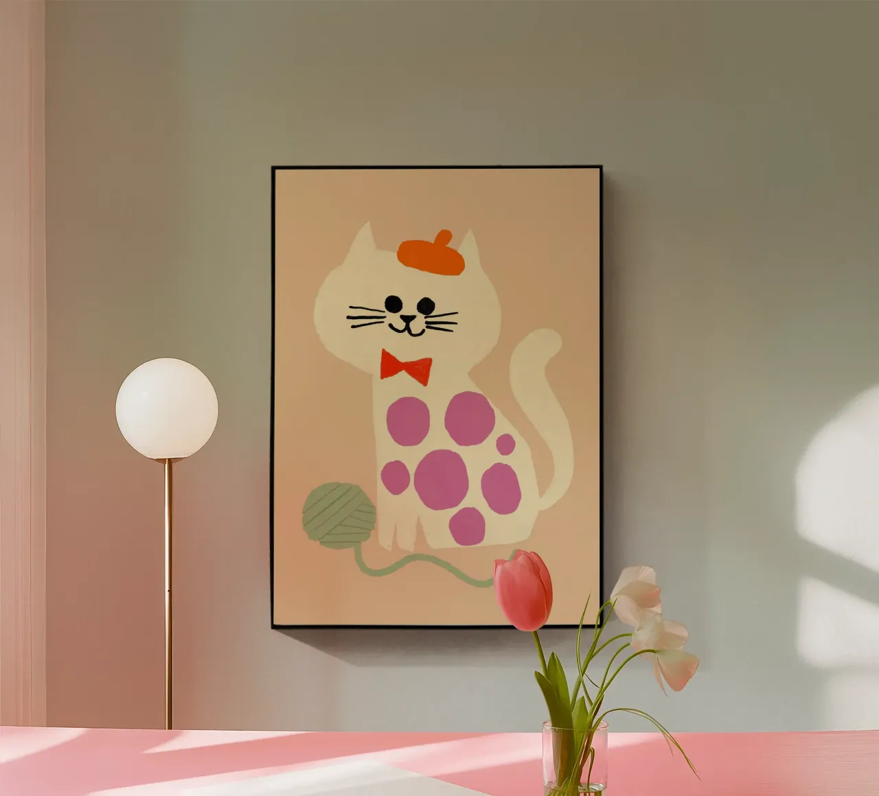 Simpatico gatto francese con berretto e papillon plexiglass da vintagepod