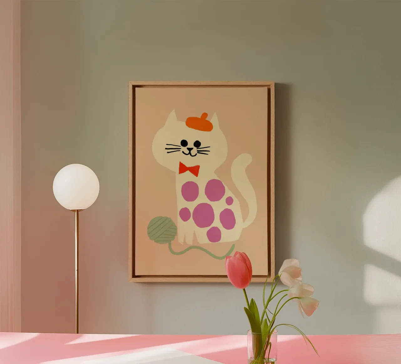 Simpatico gatto francese con berretto e papillon tela con Cornice a cassetta da vintagepod