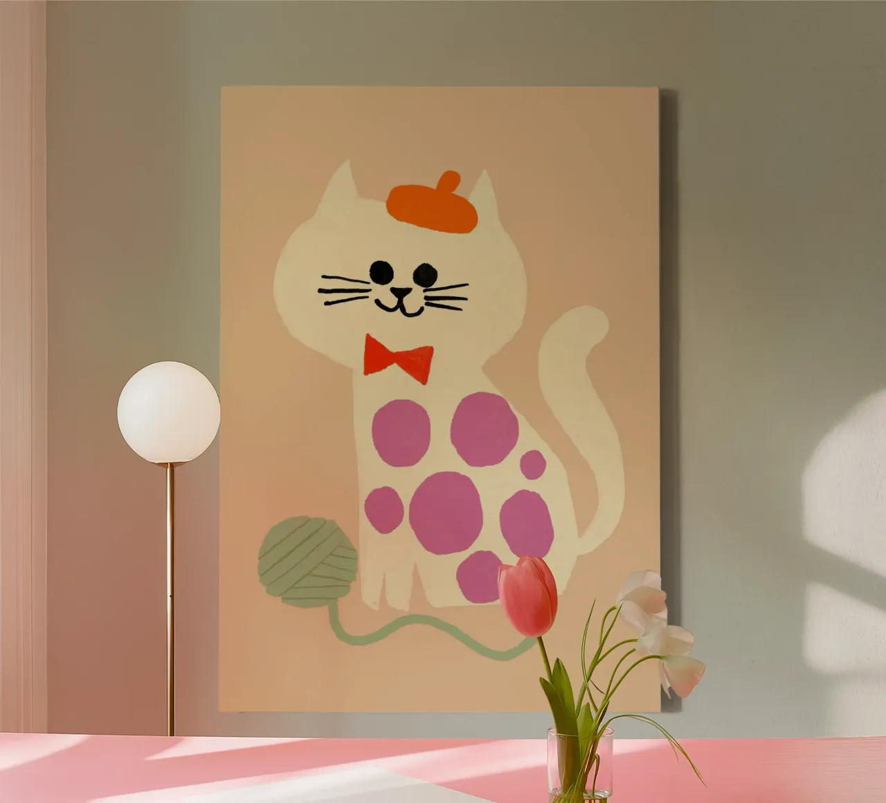 Simpatico gatto francese con berretto e papillon tela con Cornice a cassetta da vintagepod