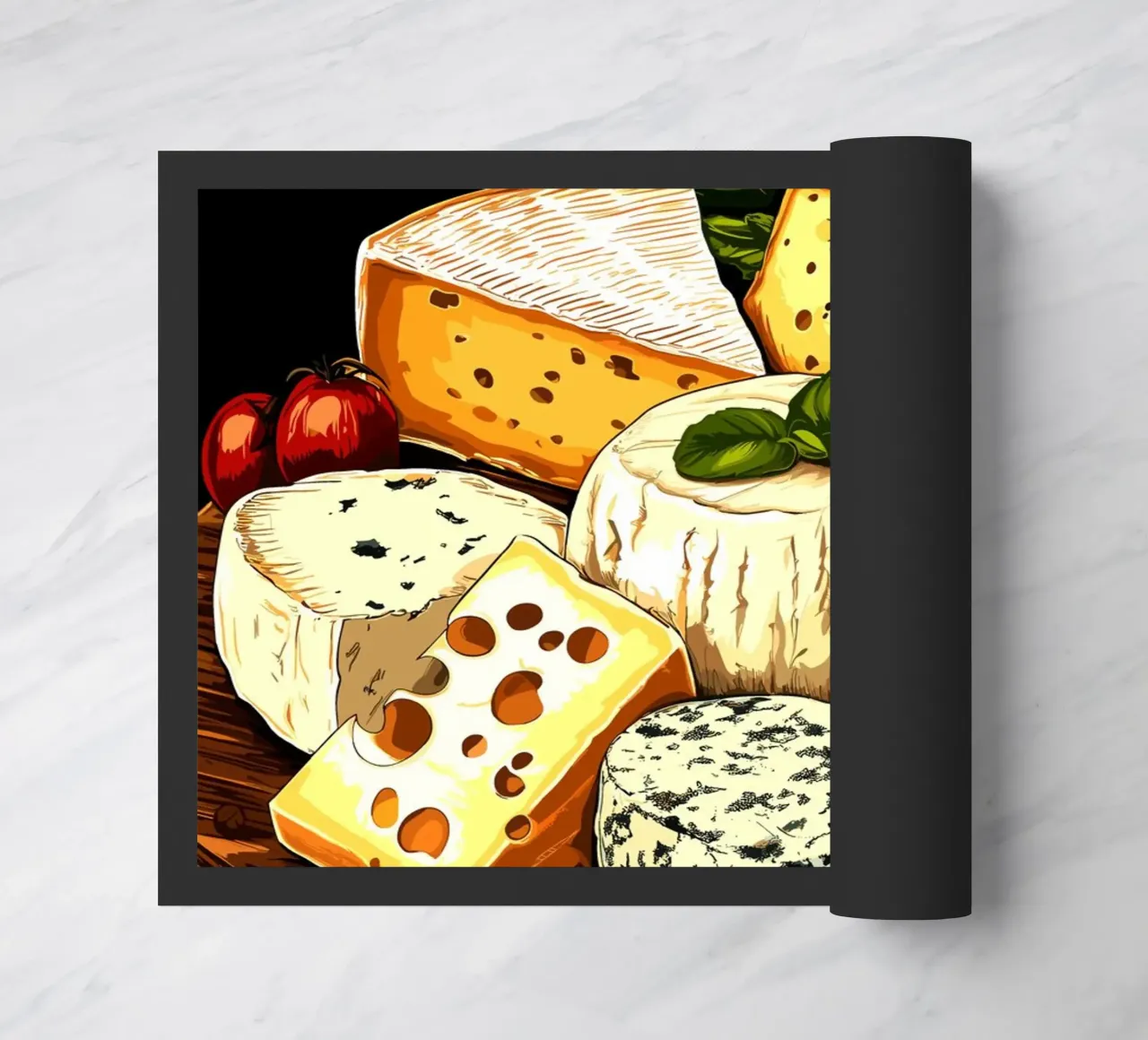Varietà di formaggi pregiati su una tavola di legno zerbino da pixelbull - medieval art and more