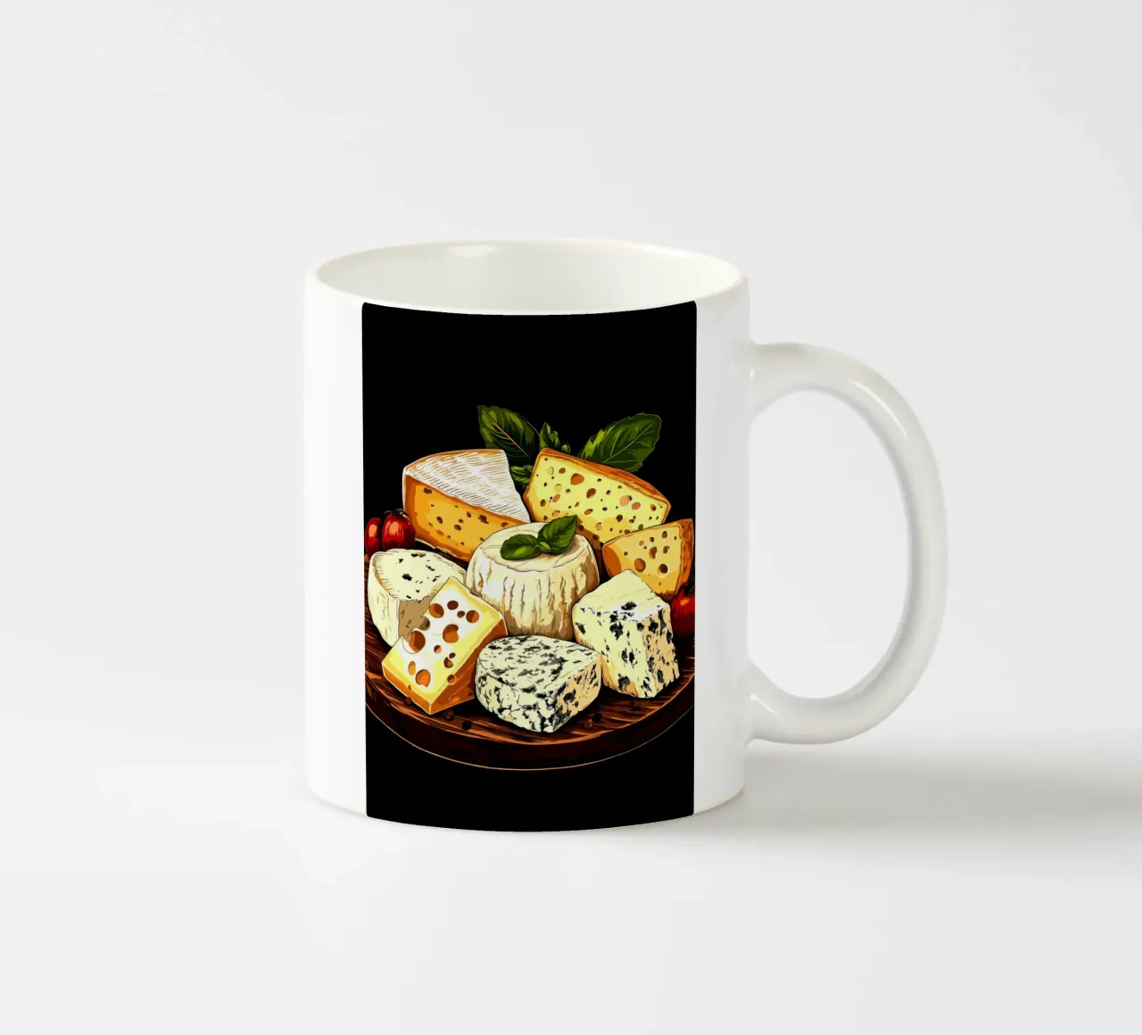 Varietà di formaggi pregiati su una tavola di legno tazza in ceramica da pixelbull - medieval art and more