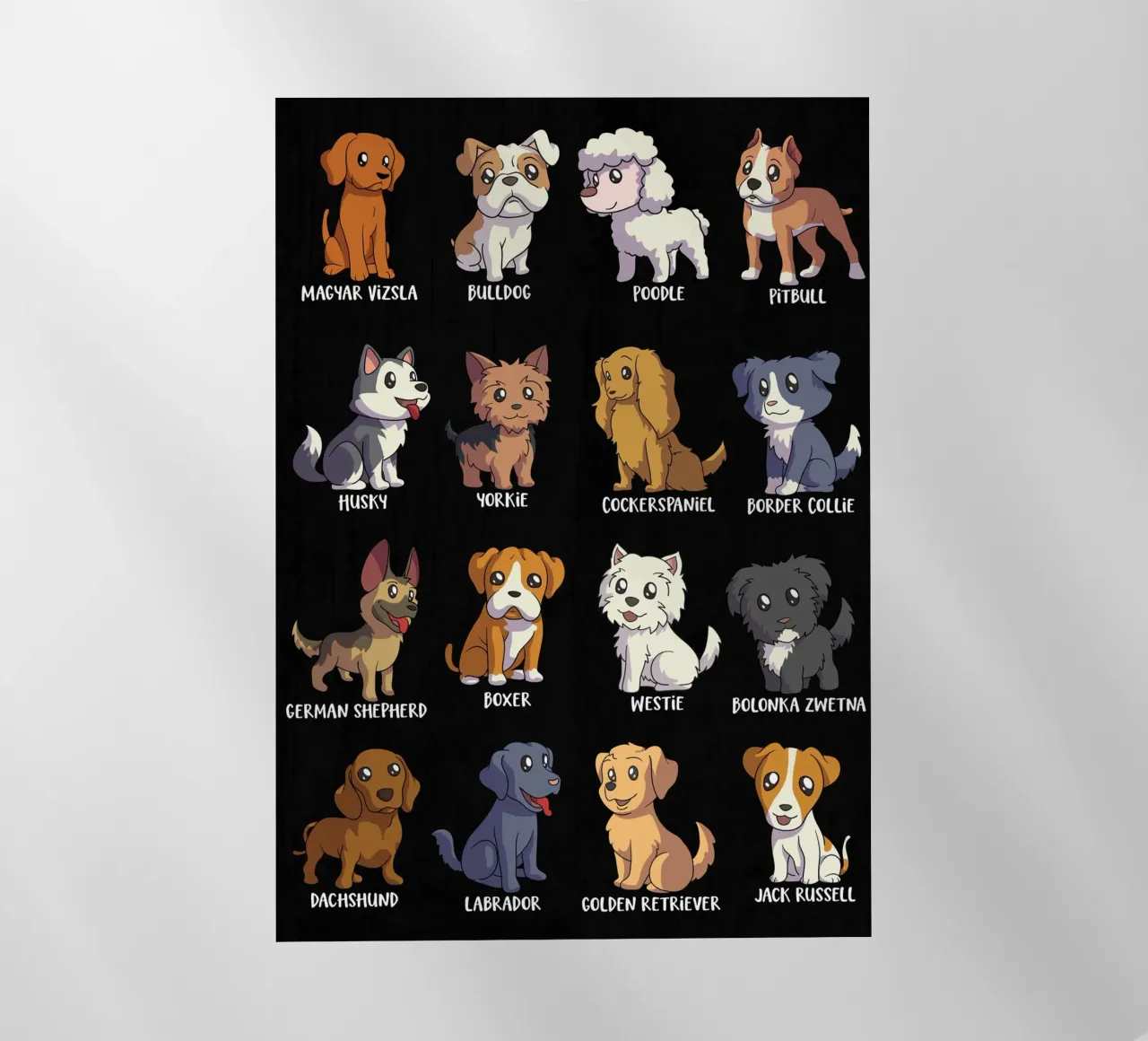 Razze di cani simpatiche in stile cartone animato pellicola backlit da pixelbull - medieval art and more