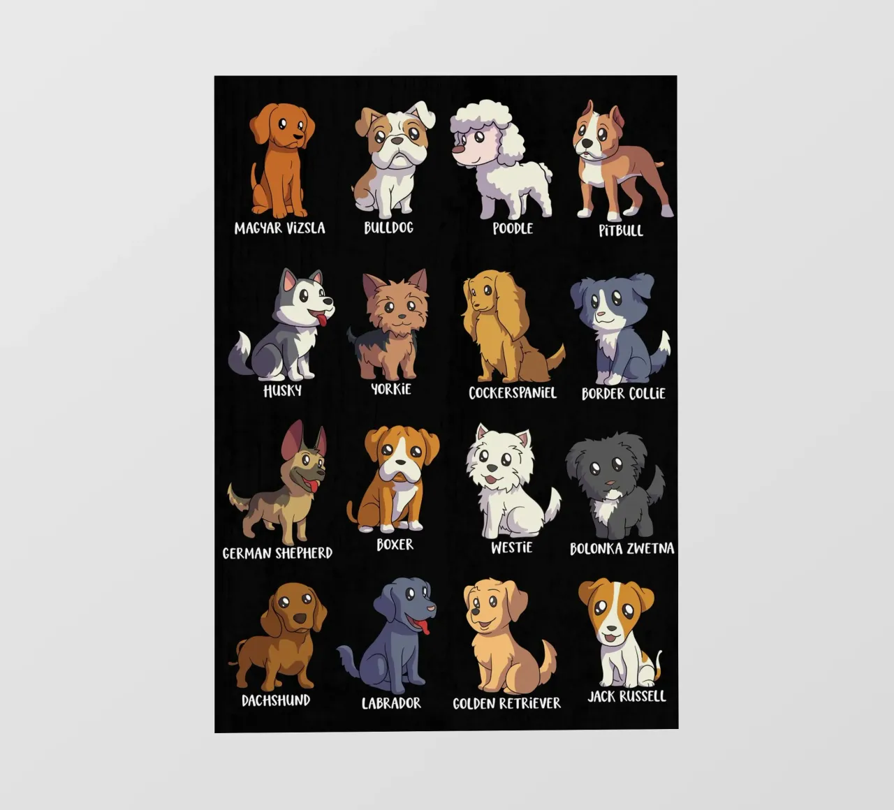 Razze di cani simpatiche in stile cartone animato pellicola backlit da pixelbull - medieval art and more