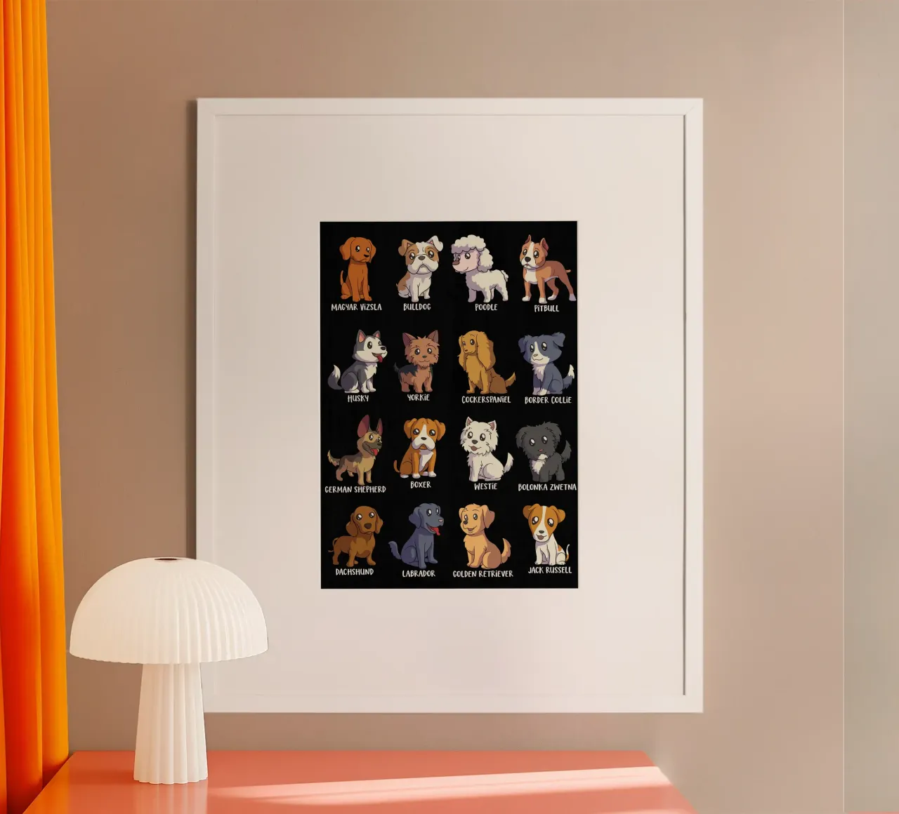 Razze di cani simpatiche in stile cartone animato poster da pixelbull - medieval art and more