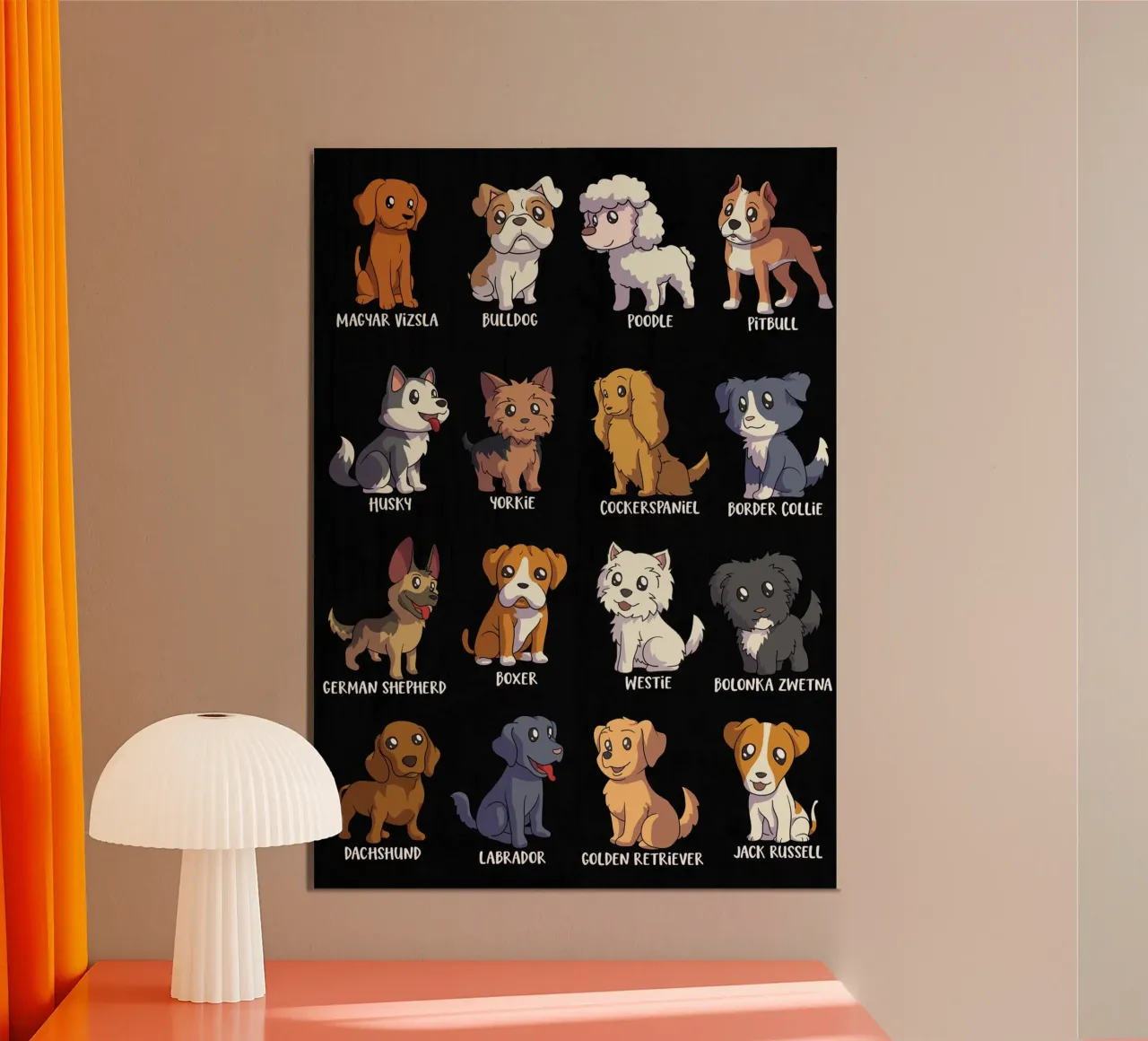 Razze di cani simpatiche in stile cartone animato poster da pixelbull - medieval art and more