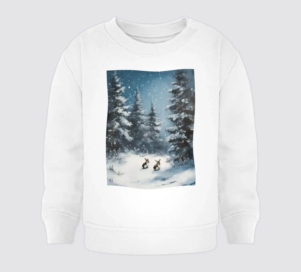 Poster invernale con lepri in una foresta innevata felpa neonato da Studio Vibe