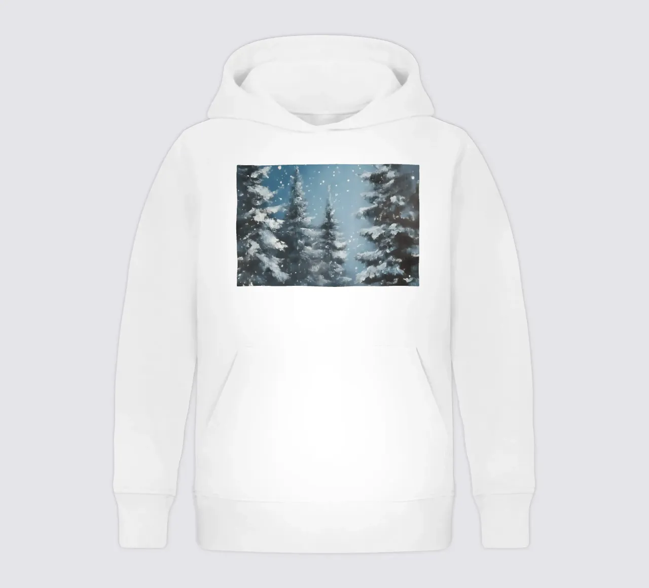 Poster invernale con lepri in una foresta innevata felpa bambino con cappuccio da Studio Vibe
