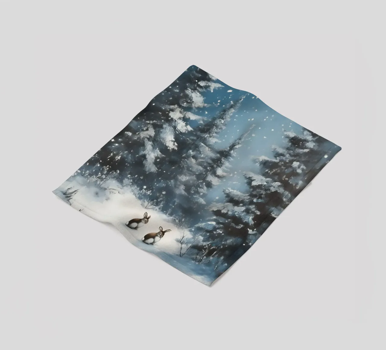 Poster invernale con lepri in una foresta innevata coperta in pile da Studio Vibe