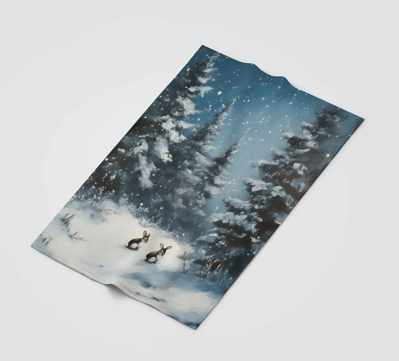 Poster invernale con lepri in una foresta innevata coperta in pile da Studio Vibe