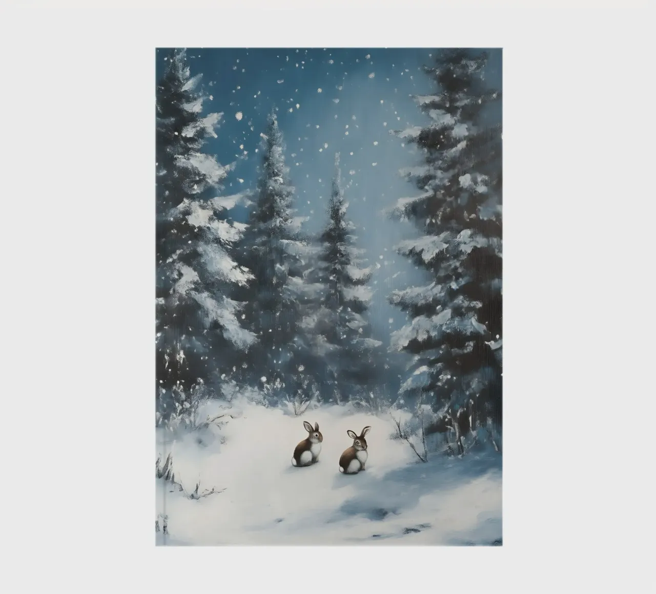 Poster invernale con lepri in una foresta innevata diario da Studio Vibe