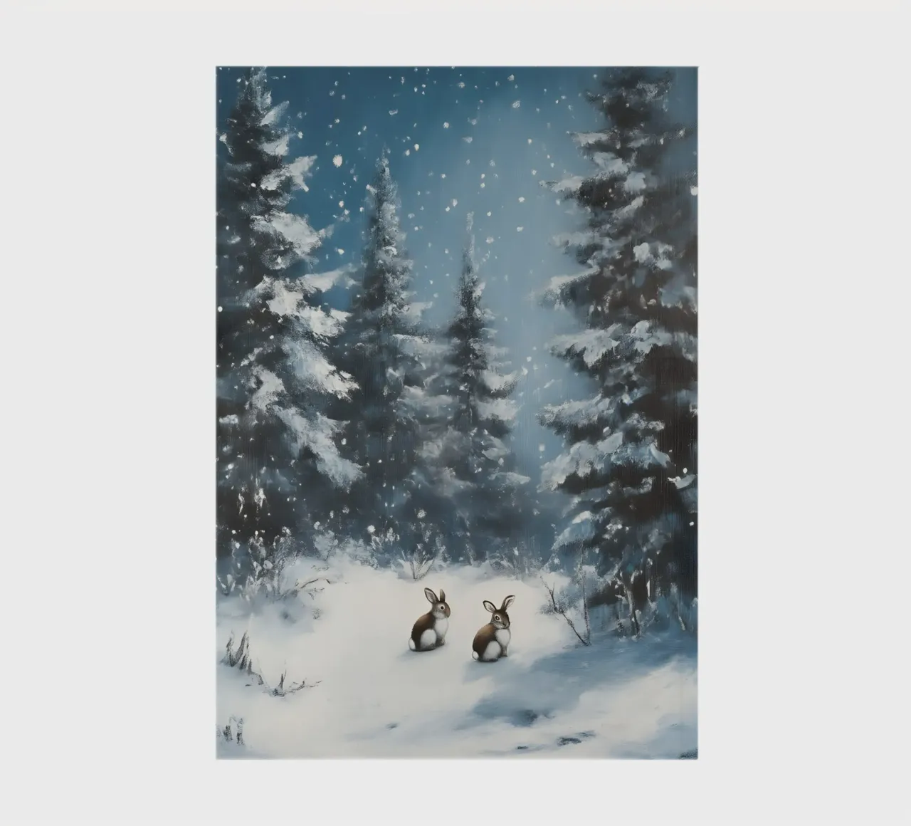 Poster invernale con lepri in una foresta innevata diario da Studio Vibe