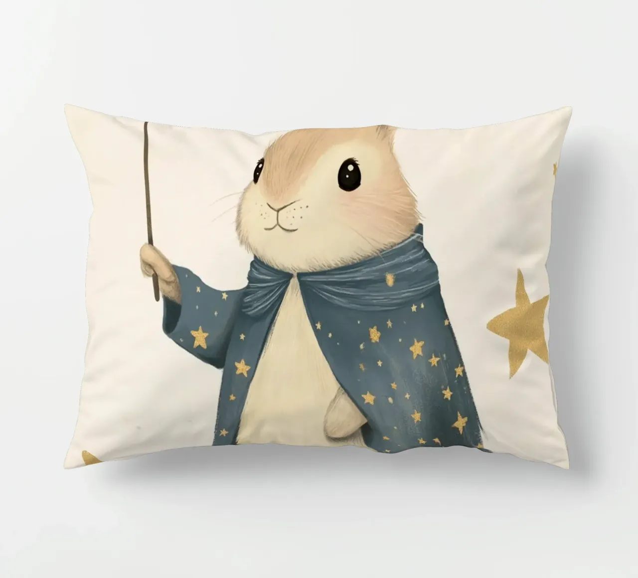 Coniglio magico con bacchetta e stelle cuscino da vintagepod