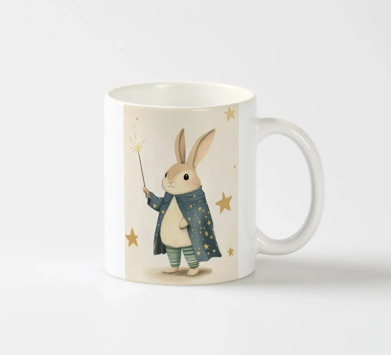 Coniglio magico con bacchetta e stelle tazza in ceramica da vintagepod