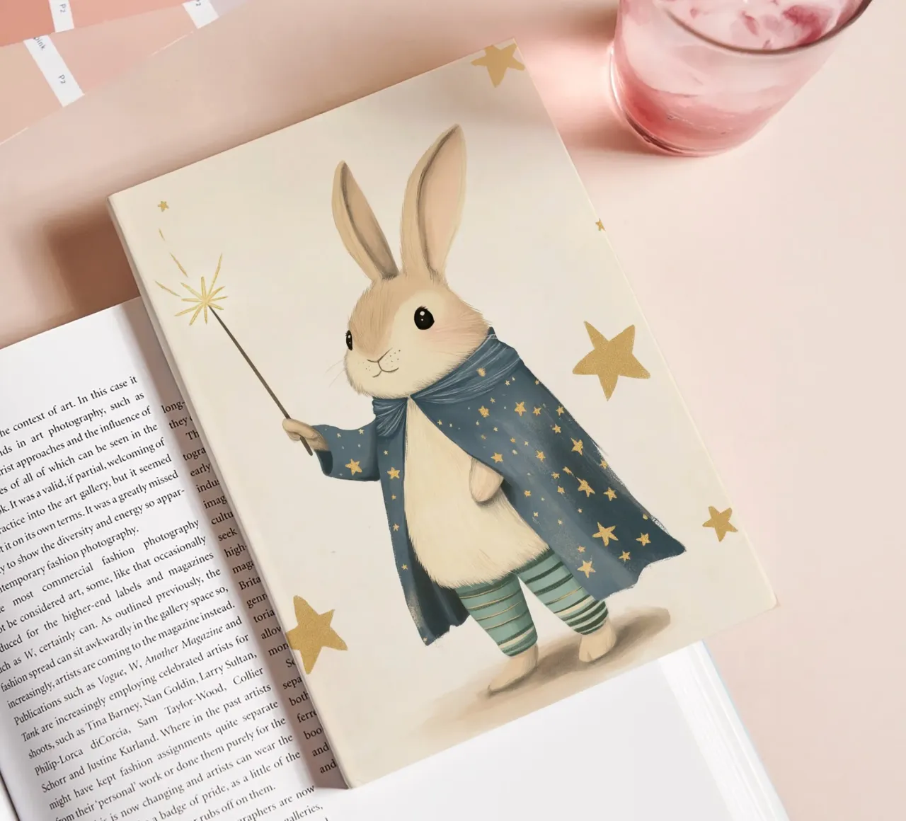 Magic Bunny Rabbit with Wand and Stars notebook by vintagepod