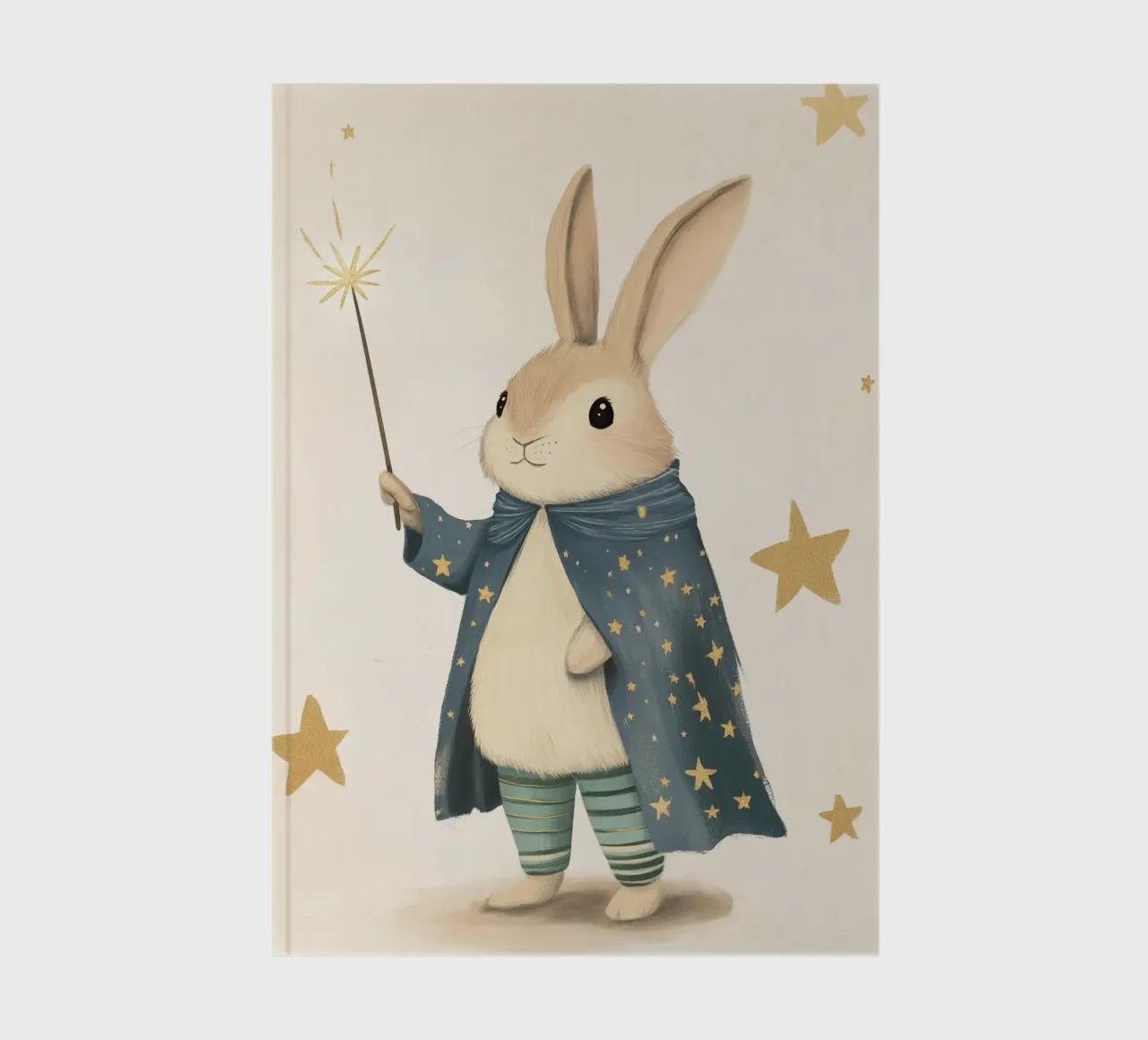 Magic Bunny Rabbit with Wand and Stars notebook by vintagepod
