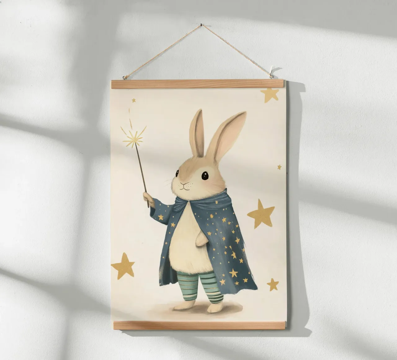 Lapin magique avec baguette et étoiles poster de vintagepod