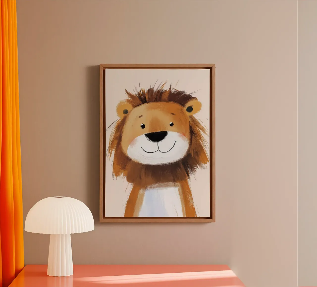 Poster per la cameretta di un tenero cucciolo di leone tela con Cornice a cassetta da vintagepod