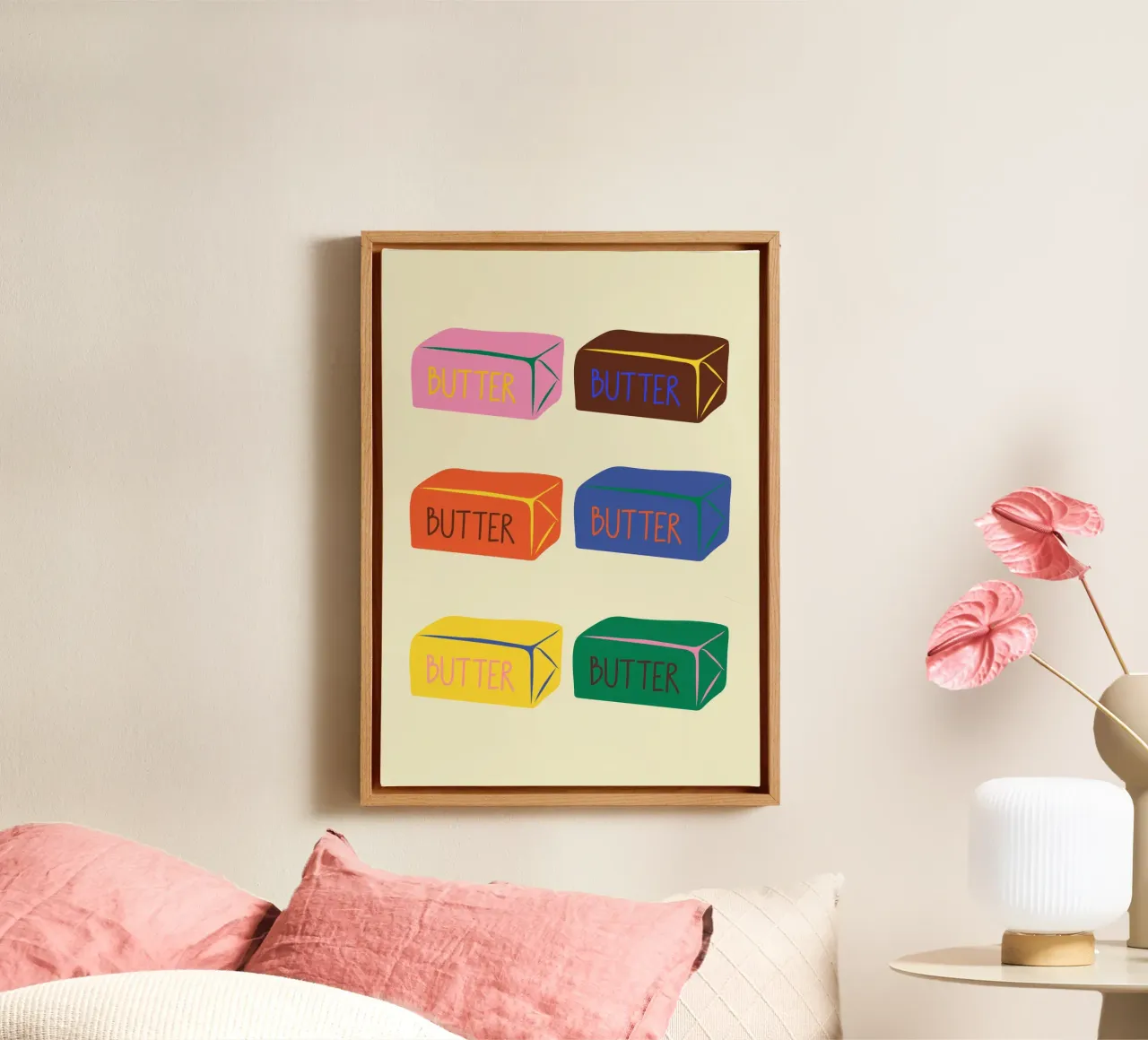 Kleurrijke botervlootjes canvas met Baklijst van PurePeachStudio