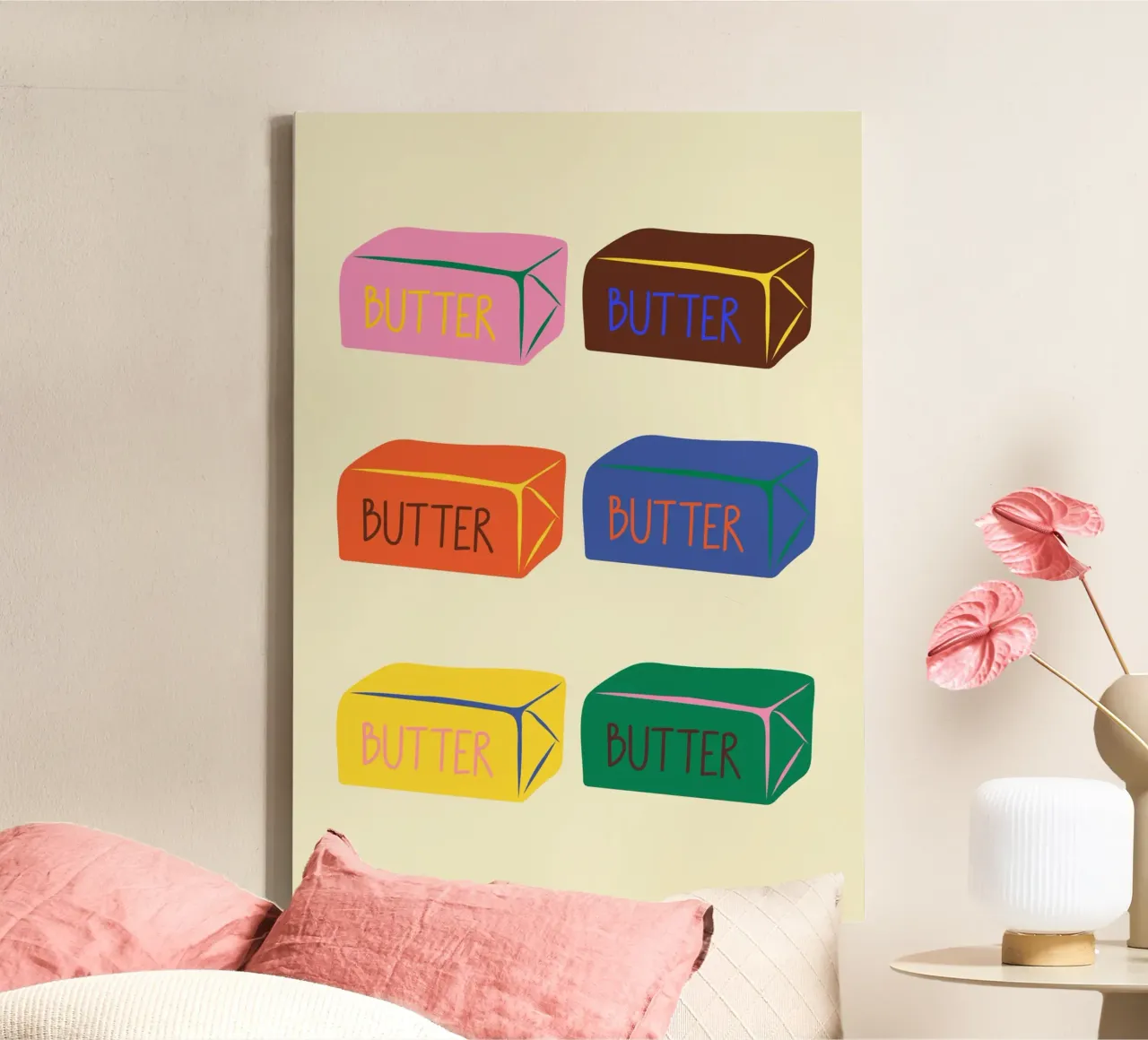 Kleurrijke botervlootjes canvas met Baklijst van PurePeachStudio