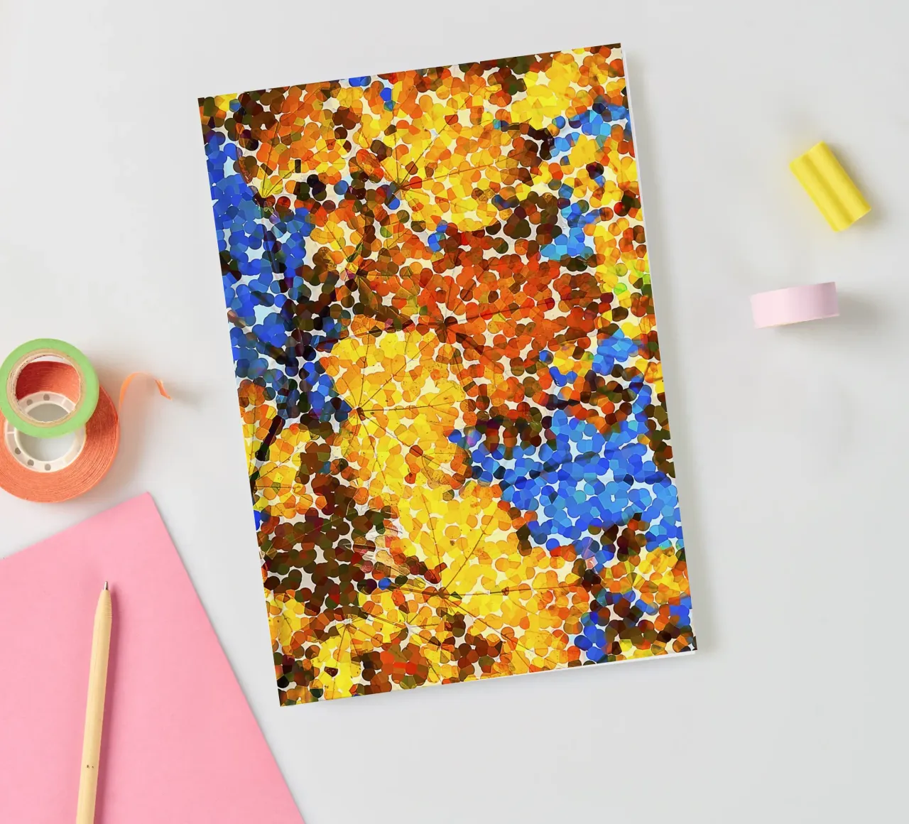 Abstract Pointillism – Autumn Leaves in Colorful Dots notebook by jay