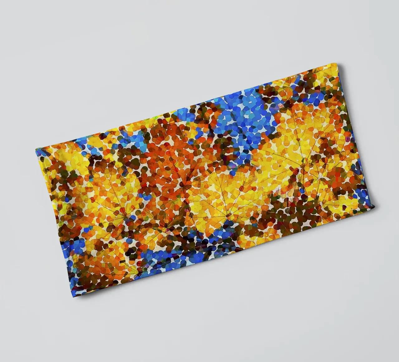 Abstract Pointillism – Autumn Leaves in Colorful Dots towel by jay