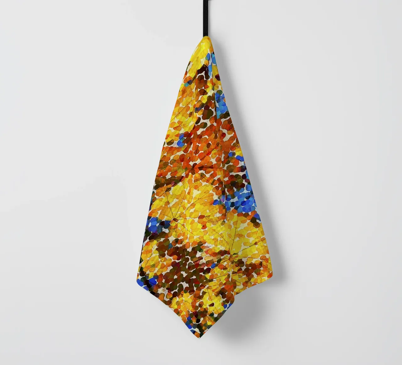 Pointillisme abstrait - Feuilles d'automne en points colorés torchon de jay