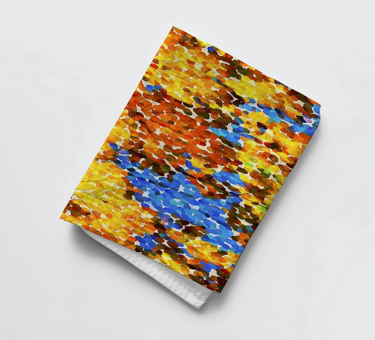 Pointillisme abstrait - Feuilles d'automne en points colorés torchon de jay