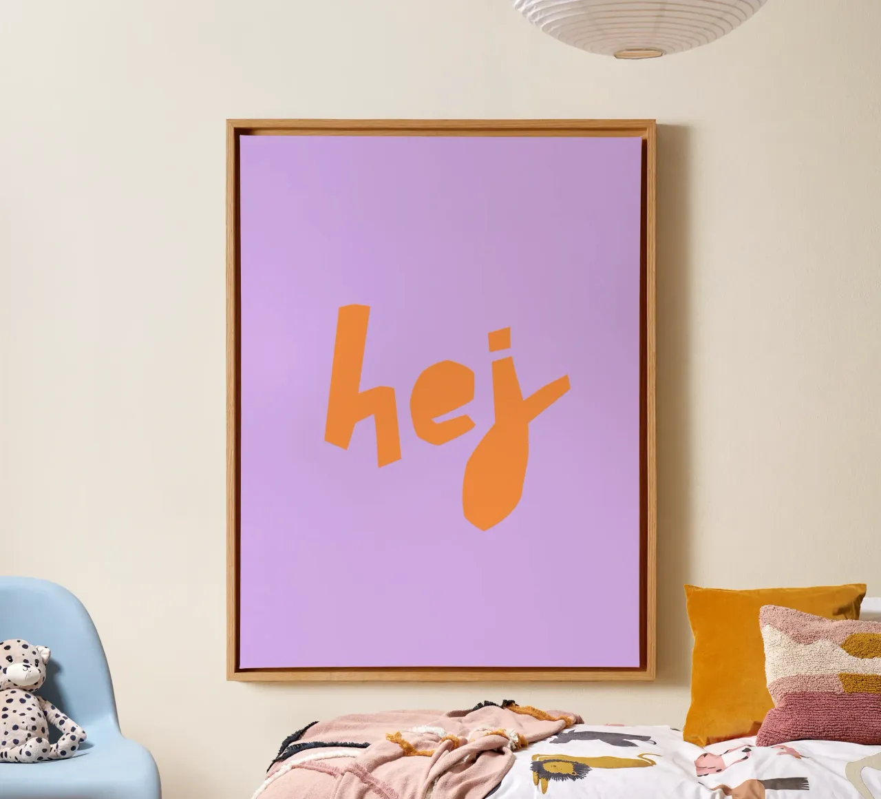 hej Tipografia scandinava tela con Cornice a cassetta da PurePeachStudio