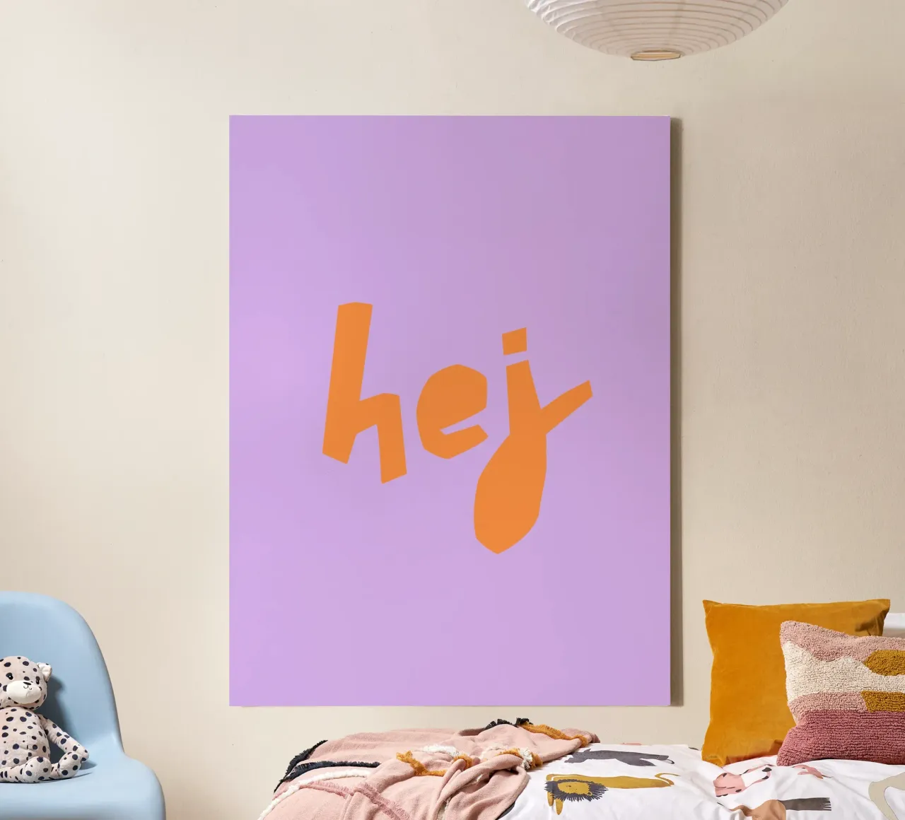 hej Tipografia scandinava tela con Cornice a cassetta da PurePeachStudio