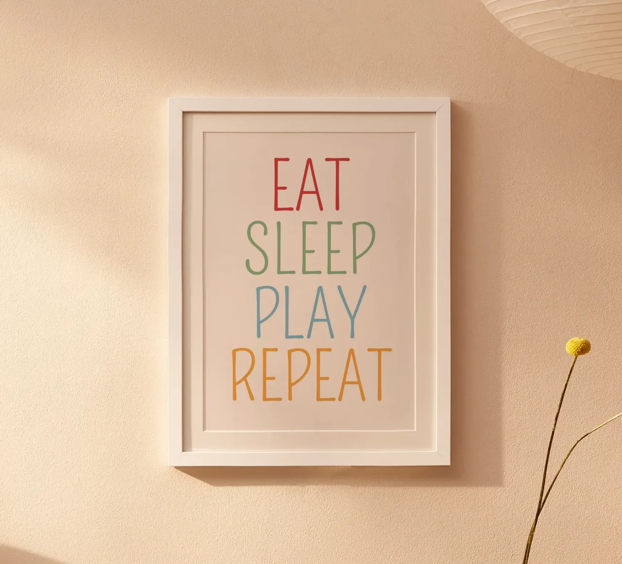 Mangiare dormire giocare ripetere Poster minimalista poster da vintagepod