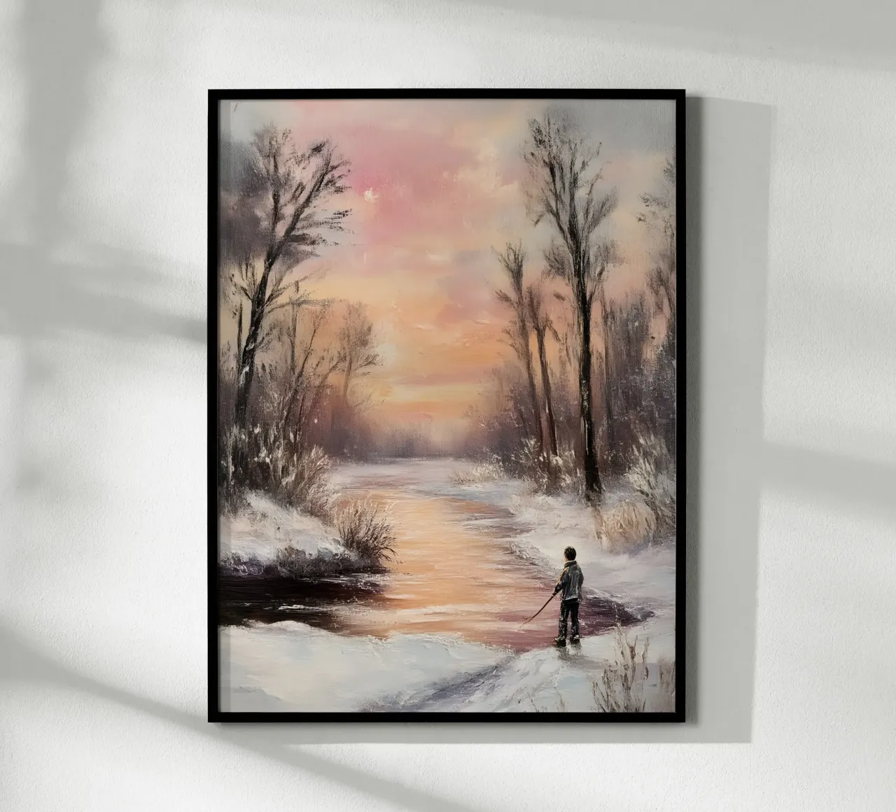 Poster paesaggio invernale - Tramonto in riva al fiume poster da Studio Vibe