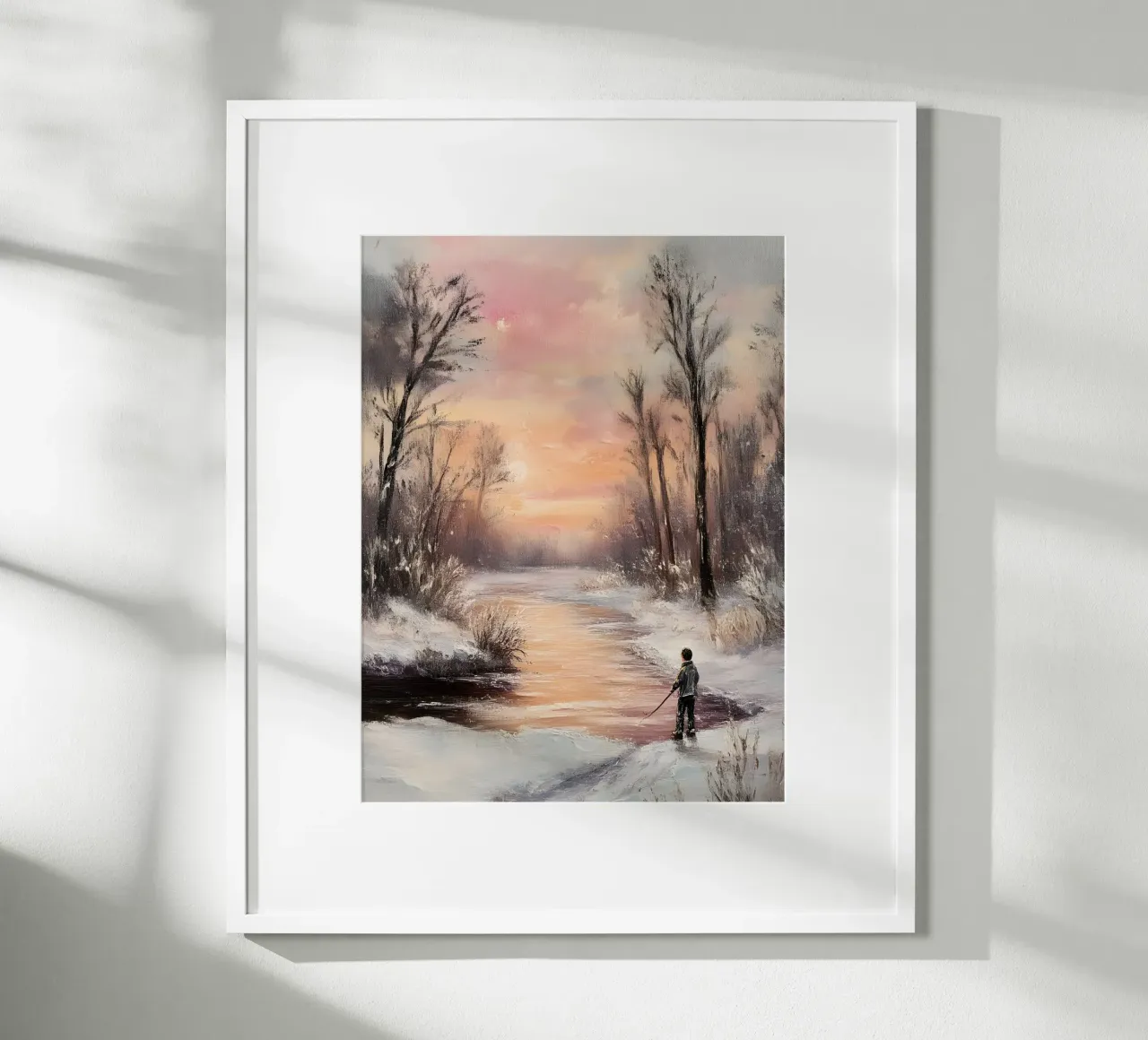 Poster paesaggio invernale - Tramonto in riva al fiume poster da Studio Vibe
