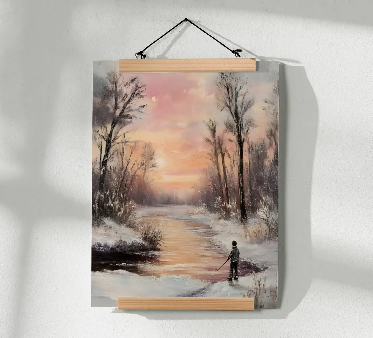 Poster paesaggio invernale - Tramonto in riva al fiume poster da Studio Vibe