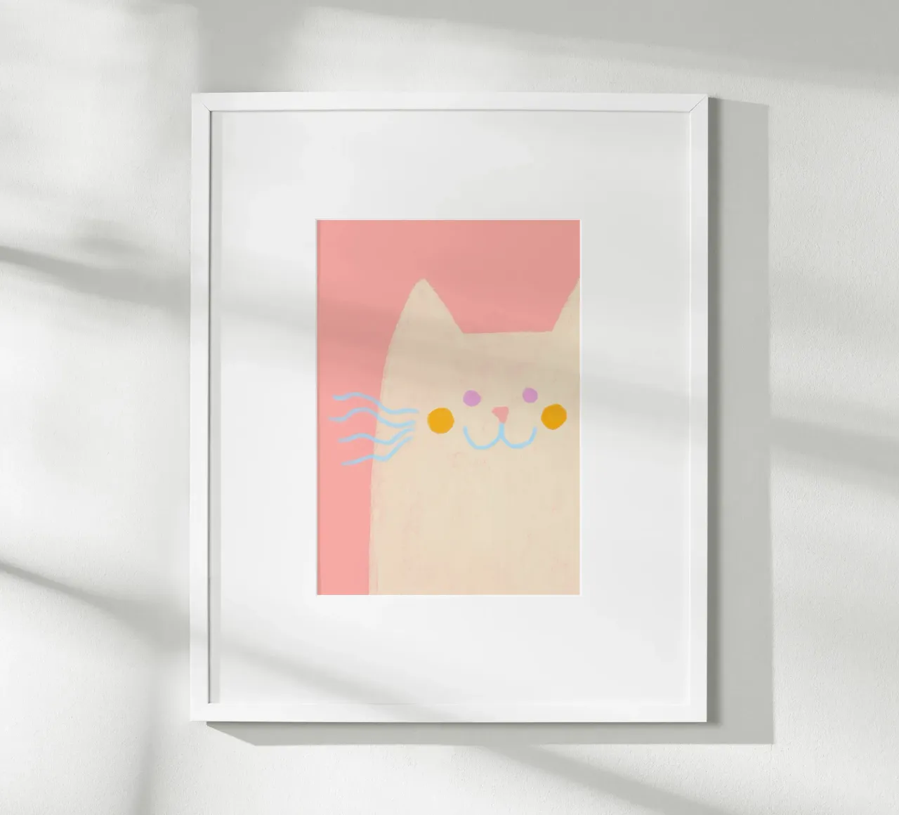 Poster rosa con faccia di gatto minimalista poster da vintagepod