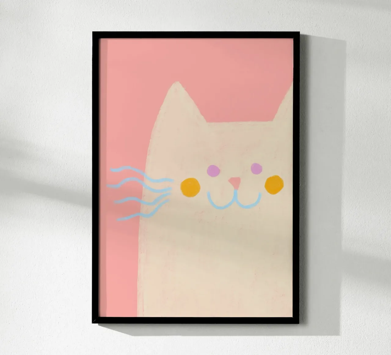 Poster rosa con faccia di gatto minimalista poster da vintagepod
