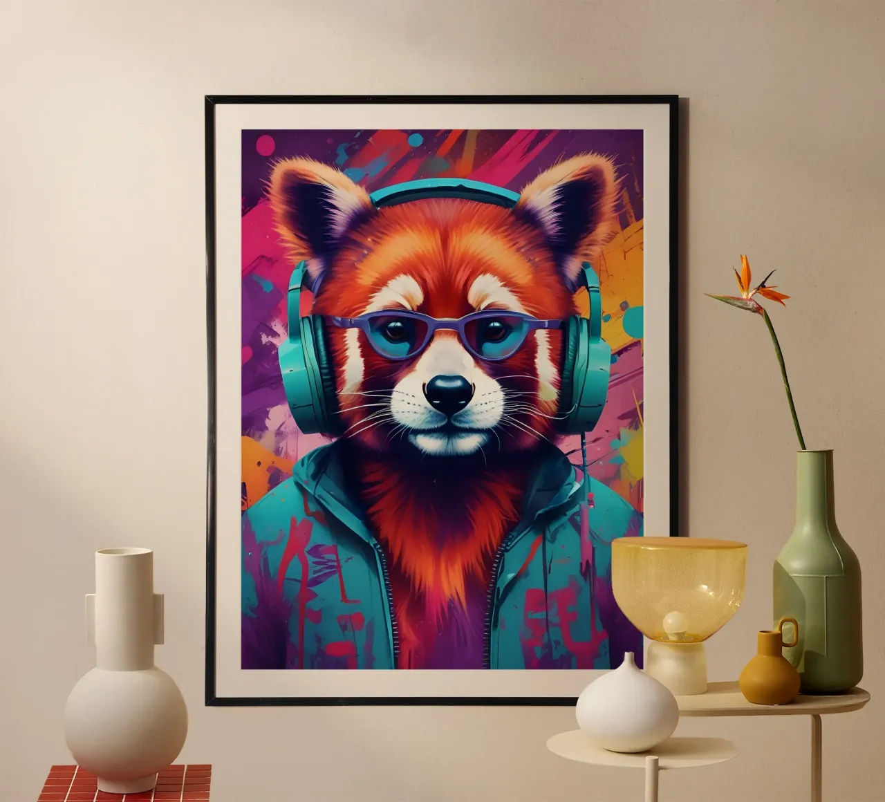 Panda rosso con gli occhiali musica poster da MakArena