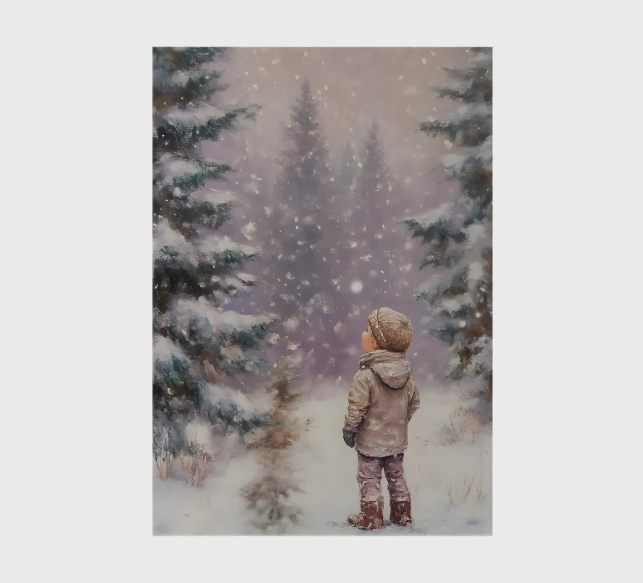 Child in the winter forest - Nostalgic snow scene notebook by Studio Vibe