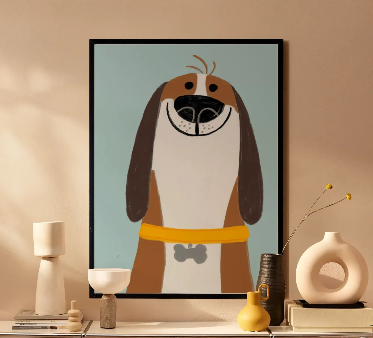 Ritratto di cane felice Poster artistico minimalista poster da vintagepod