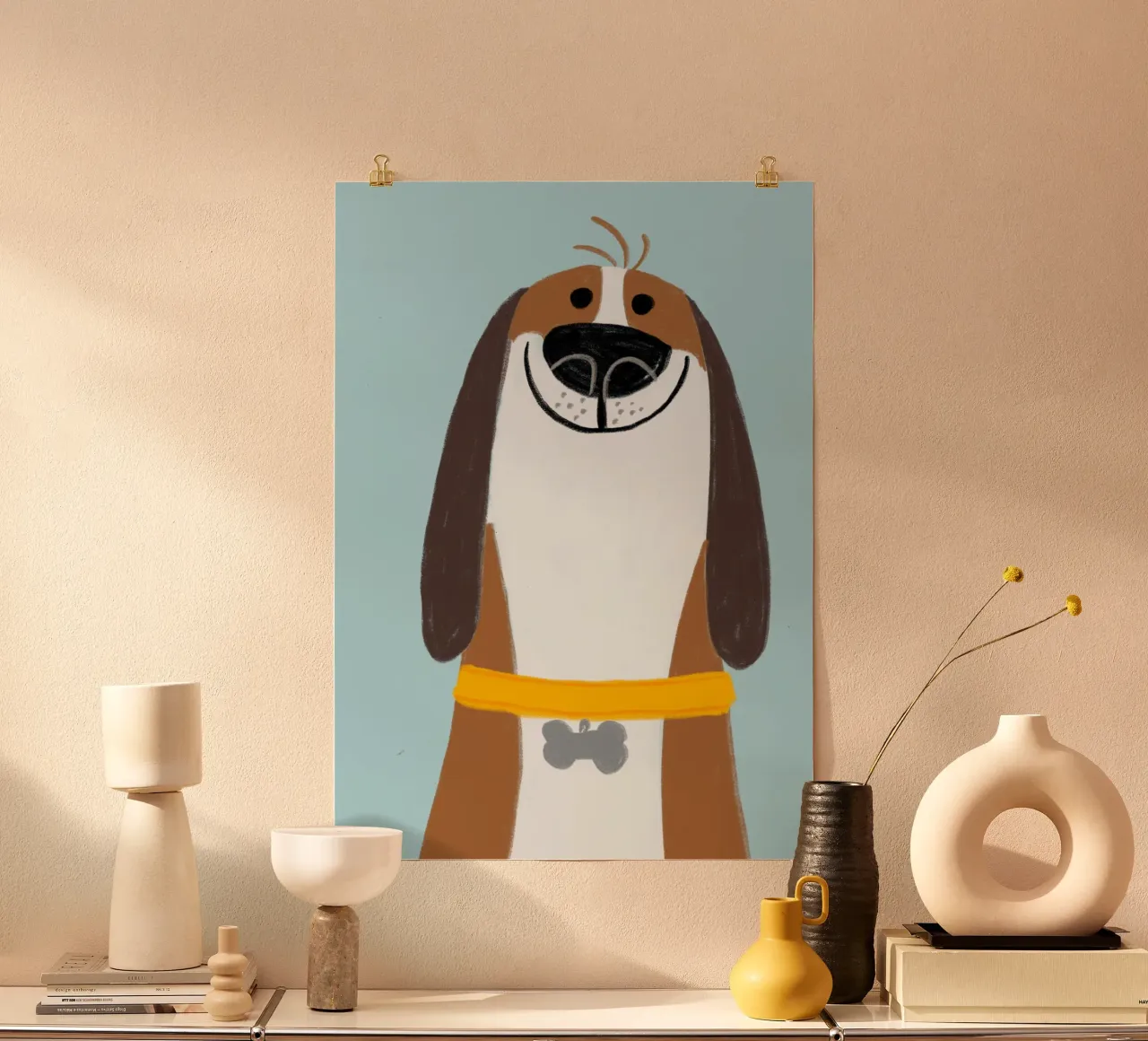 Ritratto di cane felice Poster artistico minimalista poster da vintagepod